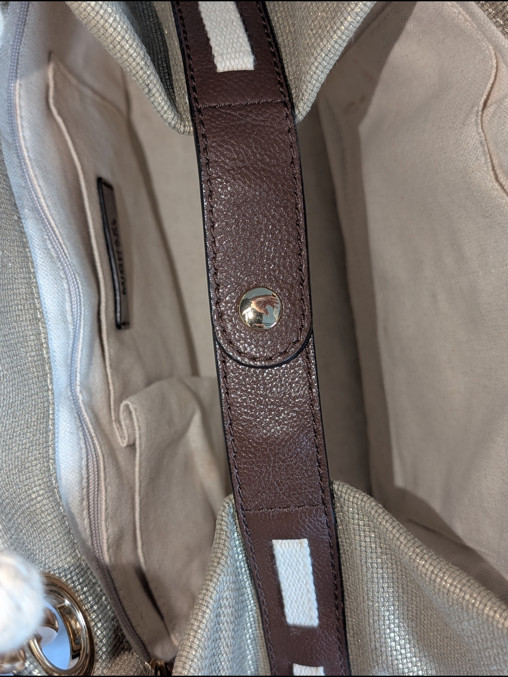 Michael Kors Gold Metallic Tote with Rope Handles - Picture 10 of 14